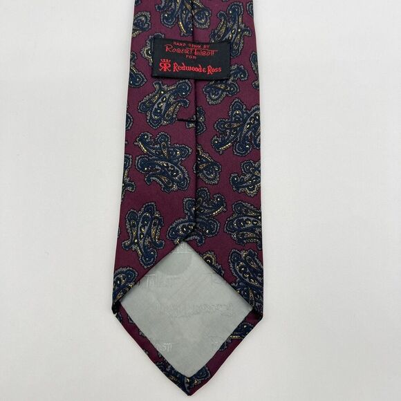 Robert Talbott For Redwood & Ross Burgundy Multicolor Paisley Silk Tie Necktie - Picture 4 of 7